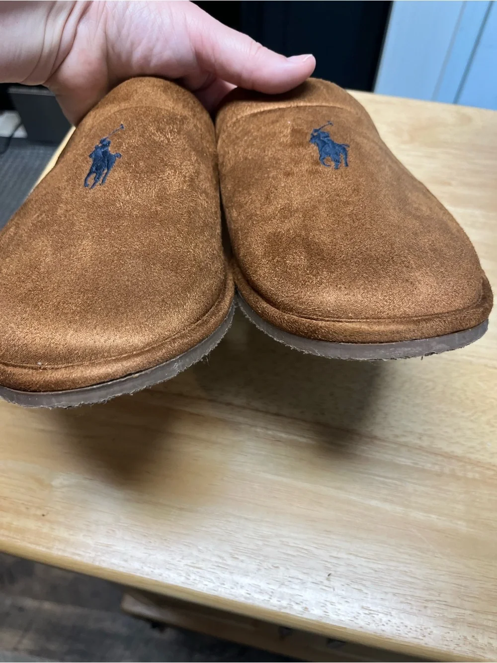 Polo by Ralph Lauren Men’s Brown Suede Logo Slipper 11